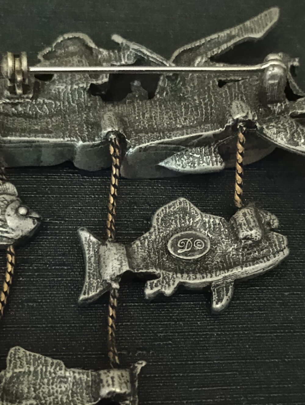 Silver-Tone Fishing Boat Wall Accent with Dangling Fish - Picture 4 of 5
